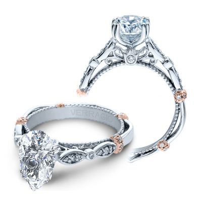 VVS 3/4 Cushion Halo Filigree Engagement Ring Setting 14K White Gold S –  Bliss Diamond